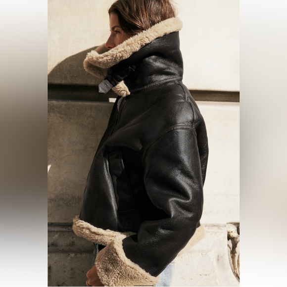 Zara Double-Faced Faux Leather Biker Size small NWT - Picture 4 of 15